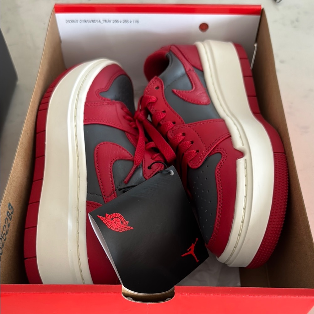 Jordan Red and Gray Sneakers High-Top Style Nike